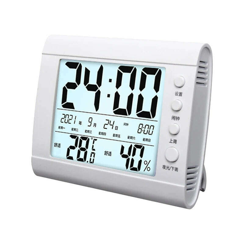 KIMLUD, LCD Digital Temperature Baby Room Humidity Meter Backlight Home Indoor Electronic Hygrometer Thermometer With Time, KIMLUD Womens Clothes
