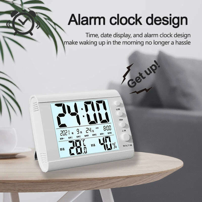 KIMLUD, LCD Digital Temperature Baby Room Humidity Meter Backlight Home Indoor Electronic Hygrometer Thermometer With Time, KIMLUD Womens Clothes