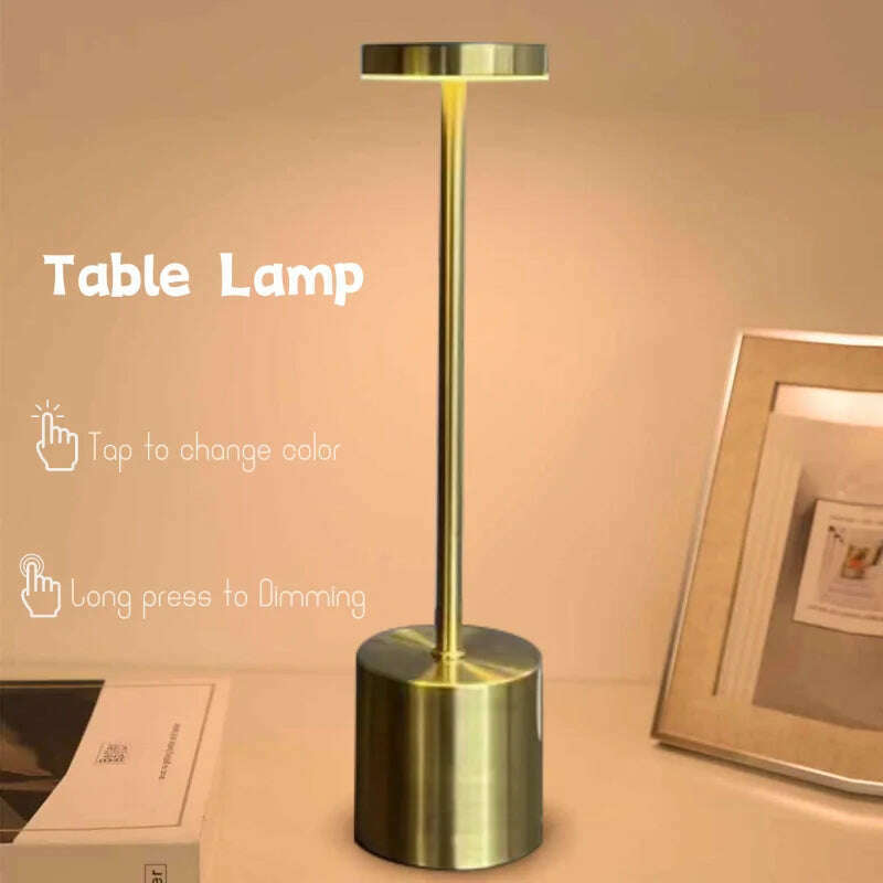 KIMLUD, LED Rechargeable Touch Metal Table Lamp Writing Lamp Bedside Creative Ambient Lights Bar Outdoor Decoration Night Lightings 2024, KIMLUD Womens Clothes