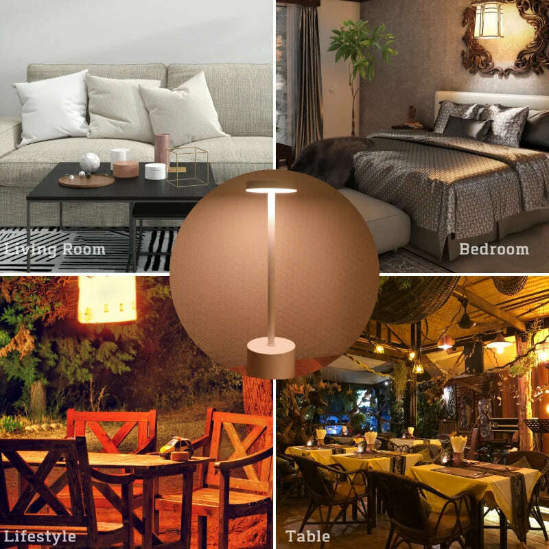KIMLUD, LED Rechargeable Touch Metal Table Lamp Writing Lamp Bedside Creative Ambient Lights Bar Outdoor Decoration Night Lightings 2024, KIMLUD Womens Clothes