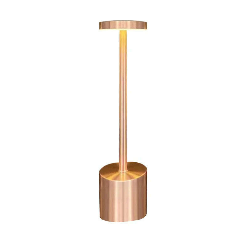 KIMLUD, LED Rechargeable Touch Metal Table Lamp Writing Lamp Bedside Creative Ambient Lights Bar Outdoor Decoration Night Lightings 2024, Rose gold, KIMLUD APPAREL - Womens Clothes