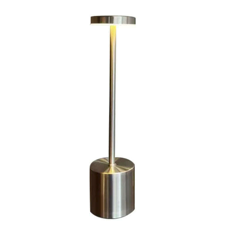 KIMLUD, LED Rechargeable Touch Metal Table Lamp Writing Lamp Bedside Creative Ambient Lights Bar Outdoor Decoration Night Lightings 2024, silver, KIMLUD APPAREL - Womens Clothes