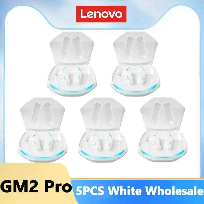 KIMLUD, Lenovo GM2 Pro Bluetooth 5.3 Earphones Sports Headset Wireless In-Ear Gaming Low Latency Dual Mode Music Headphones New, GM2 Pro White 5, KIMLUD APPAREL - Womens Clothes