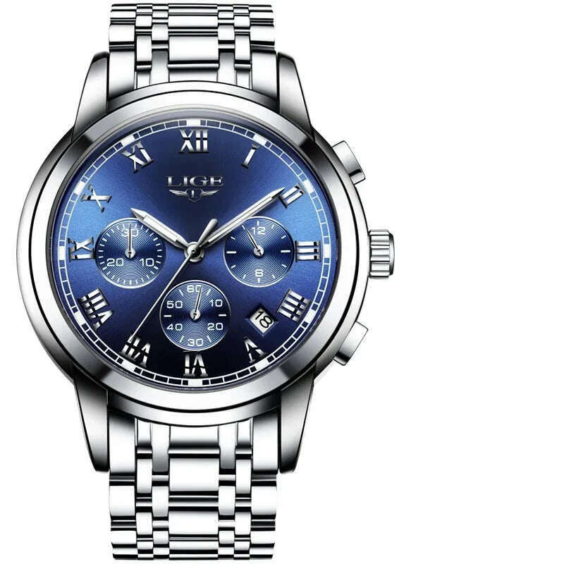 LIGE Mens Watches Top Brand Luxury Fashion Quartz Gold Watch Men's Business Stainless Steel Waterproof Clock Relogio Masculino - KIMLUD