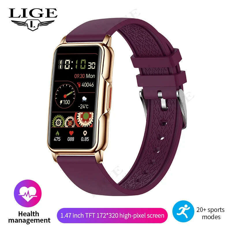 LIGE New Sports Smart Watch Women Physiological Function Reminder Fitness Bracelet Waterproof Custom Dial Ladies Smartwatch Men - KIMLUD