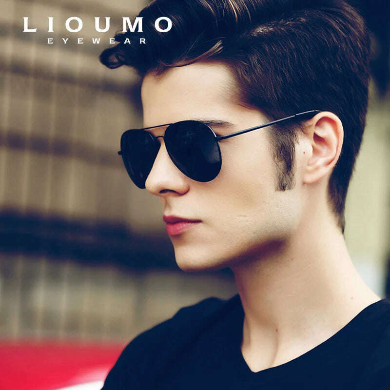 KIMLUD, LIOUMO Top Quality Aviation Sunglasses Men Polarized Driving Glasses Women Fashion Pilot Goggles Anti-Glare lentes de sol hombre, KIMLUD Womens Clothes