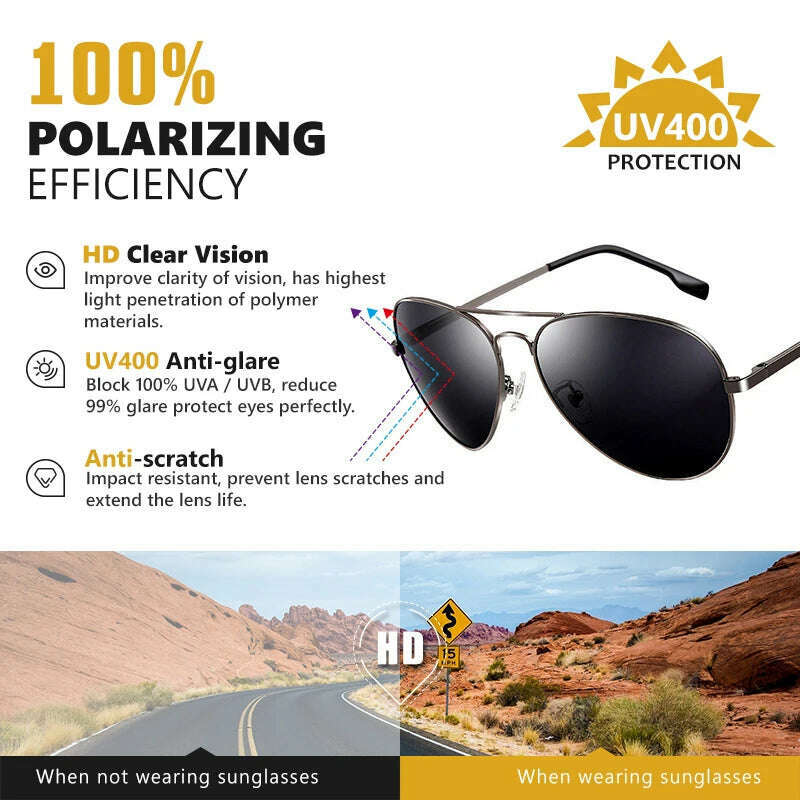 KIMLUD, LIOUMO Top Quality Aviation Sunglasses Men Polarized Driving Glasses Women Fashion Pilot Goggles Anti-Glare lentes de sol hombre, KIMLUD Womens Clothes