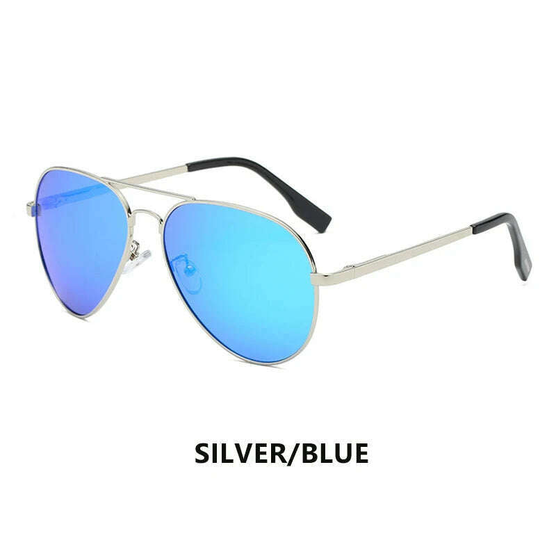 KIMLUD, LIOUMO Top Quality Aviation Sunglasses Men Polarized Driving Glasses Women Fashion Pilot Goggles Anti-Glare lentes de sol hombre, Silver-Blue / Polarized, KIMLUD APPAREL - Womens Clothes