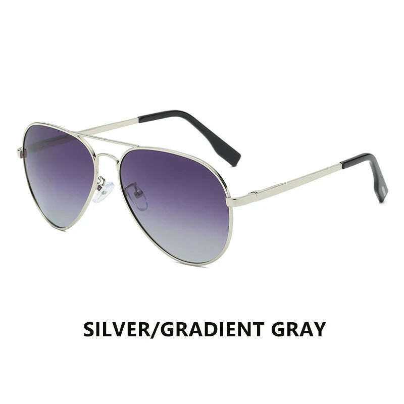 KIMLUD, LIOUMO Top Quality Aviation Sunglasses Men Polarized Driving Glasses Women Fashion Pilot Goggles Anti-Glare lentes de sol hombre, Silver-Gradient Gray / Polarized, KIMLUD APPAREL - Womens Clothes