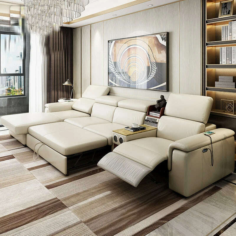 Living Room Sofa bed real genuine leather sofas salon couch electric recliner L sofa cama speaker air cleaner storage bluetooth - KIMLUD