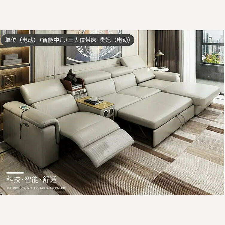 Living Room Sofa bed real genuine leather sofas salon couch electric recliner L sofa cama speaker air cleaner storage bluetooth - KIMLUD