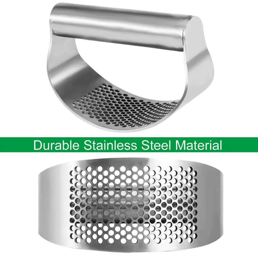 LMETJMA Garlic Press Rocker Stainless Steel Garlic Crusher Garlic Mincer Presses Ginger Press Squeezer Kitchen Gadgets KC0322 - KIMLUD