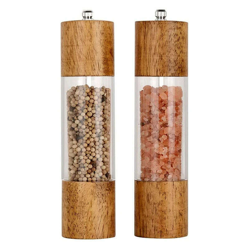 KIMLUD, LMETJMA Premium Acrylic Salt and Pepper Grinder Set Manual Salt and Pepper Mills Wooden Shakers with Adjustable Ceramic Core 137, KIMLUD Womens Clothes