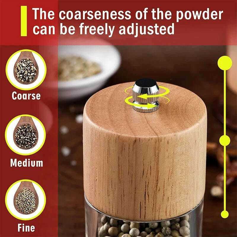 KIMLUD, LMETJMA Premium Acrylic Salt and Pepper Grinder Set Manual Salt and Pepper Mills Wooden Shakers with Adjustable Ceramic Core 137, KIMLUD Womens Clothes