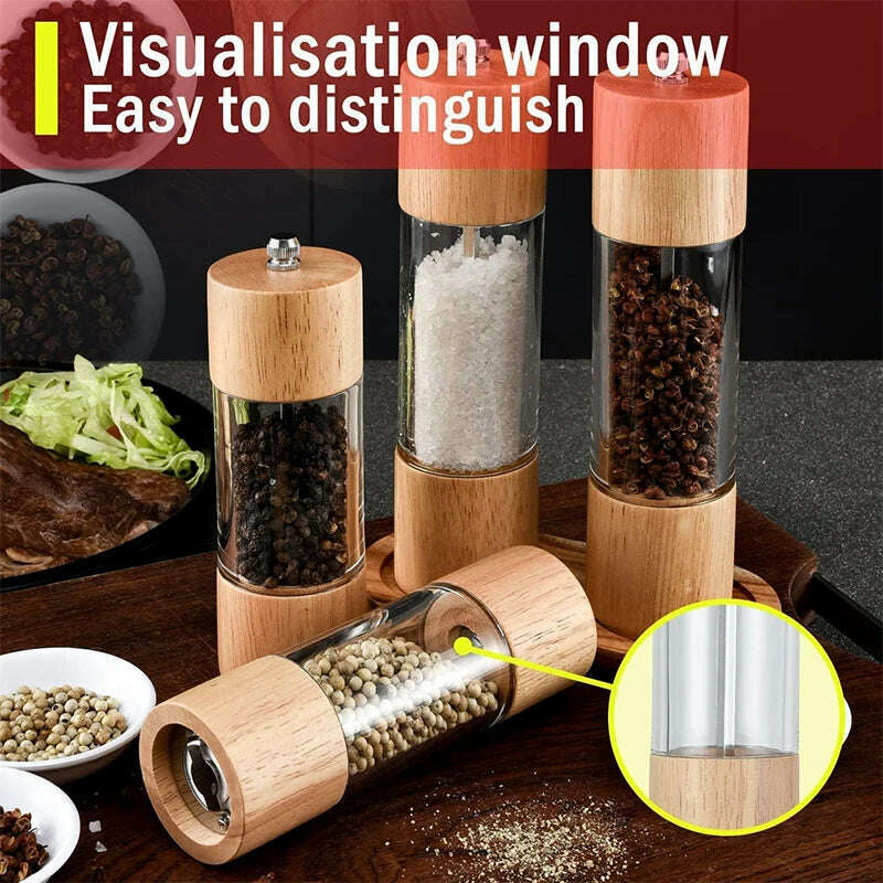 KIMLUD, LMETJMA Premium Acrylic Salt and Pepper Grinder Set Manual Salt and Pepper Mills Wooden Shakers with Adjustable Ceramic Core 137, KIMLUD Womens Clothes