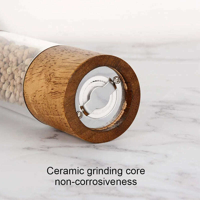 KIMLUD, LMETJMA Premium Acrylic Salt and Pepper Grinder Set Manual Salt and Pepper Mills Wooden Shakers with Adjustable Ceramic Core 137, KIMLUD Womens Clothes
