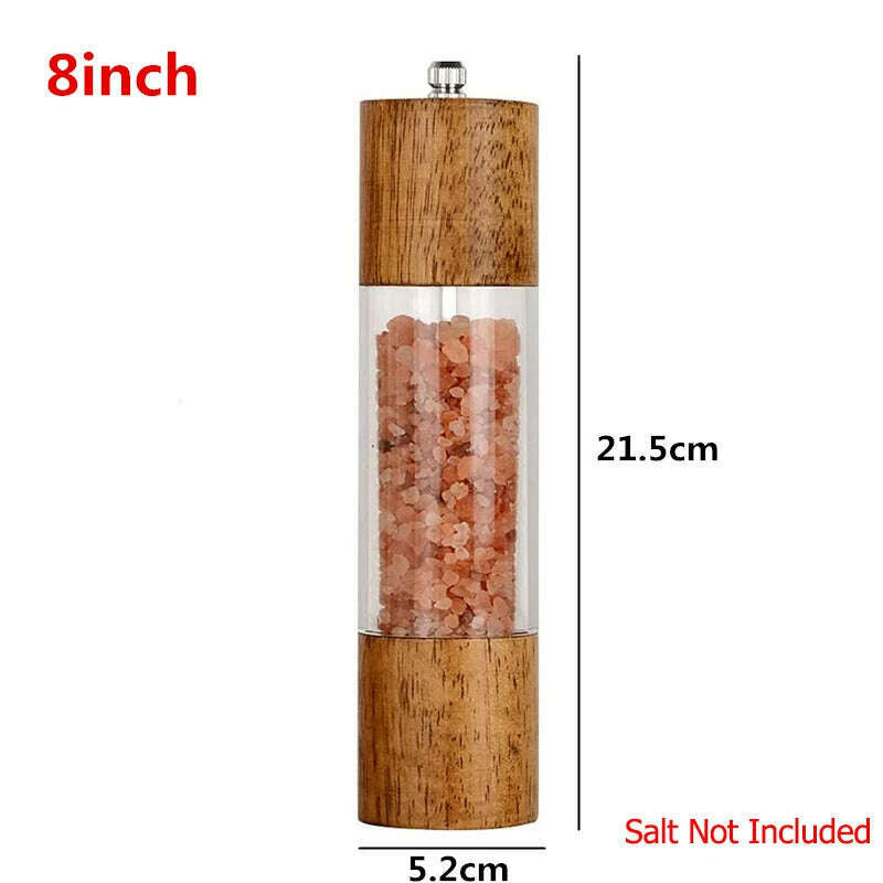 KIMLUD, LMETJMA Premium Acrylic Salt and Pepper Grinder Set Manual Salt and Pepper Mills Wooden Shakers with Adjustable Ceramic Core 137, 8 inch, KIMLUD APPAREL - Womens Clothes