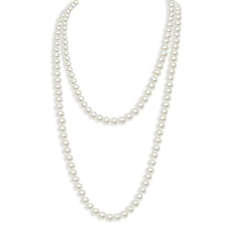 Long Cream Glass Necklace For Women Imitation Pearl Party Jewelry Fashion Accessories Multi-layer Sweater Beads Chain 2022225 - KIMLUD