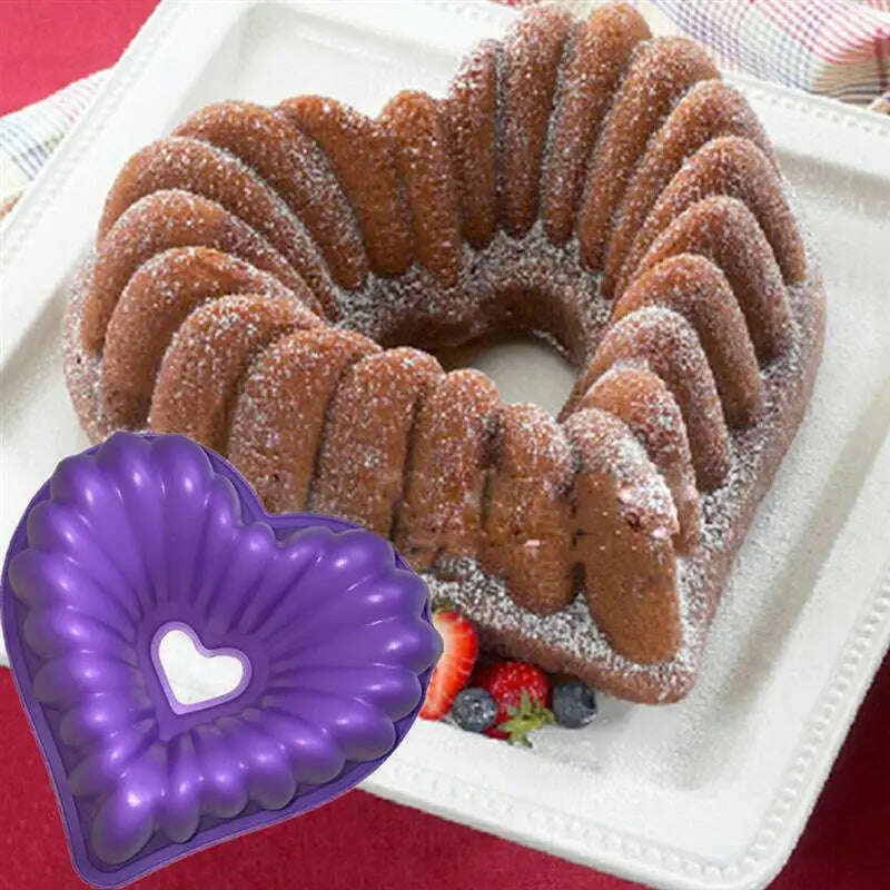Love Heart Shape Cake Mold Silicone Freezing and Baking Pastry Molds Mousse Bread Mould Bakeware DIY Non-Stick Cake Pan - KIMLUD