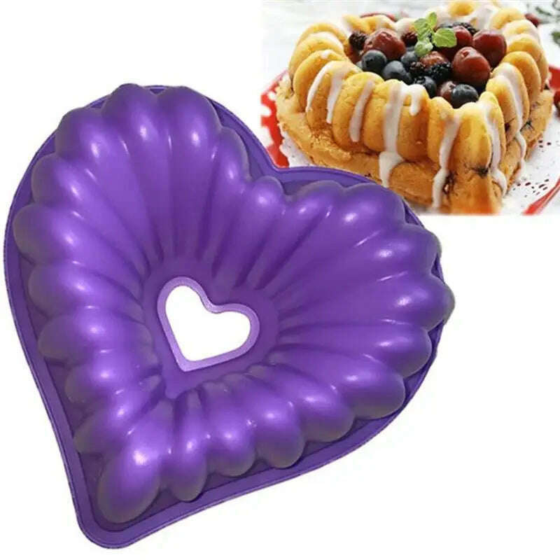 Love Heart Shape Cake Mold Silicone Freezing and Baking Pastry Molds Mousse Bread Mould Bakeware DIY Non-Stick Cake Pan - KIMLUD