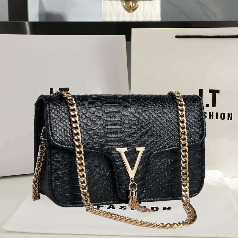 Luxury Handbags Women's Bags Brand Fashion V Chain Shoulder Crossbody Bags For Women Sac A Main Femme De Marque Luxe Cuir 2023 - KIMLUD