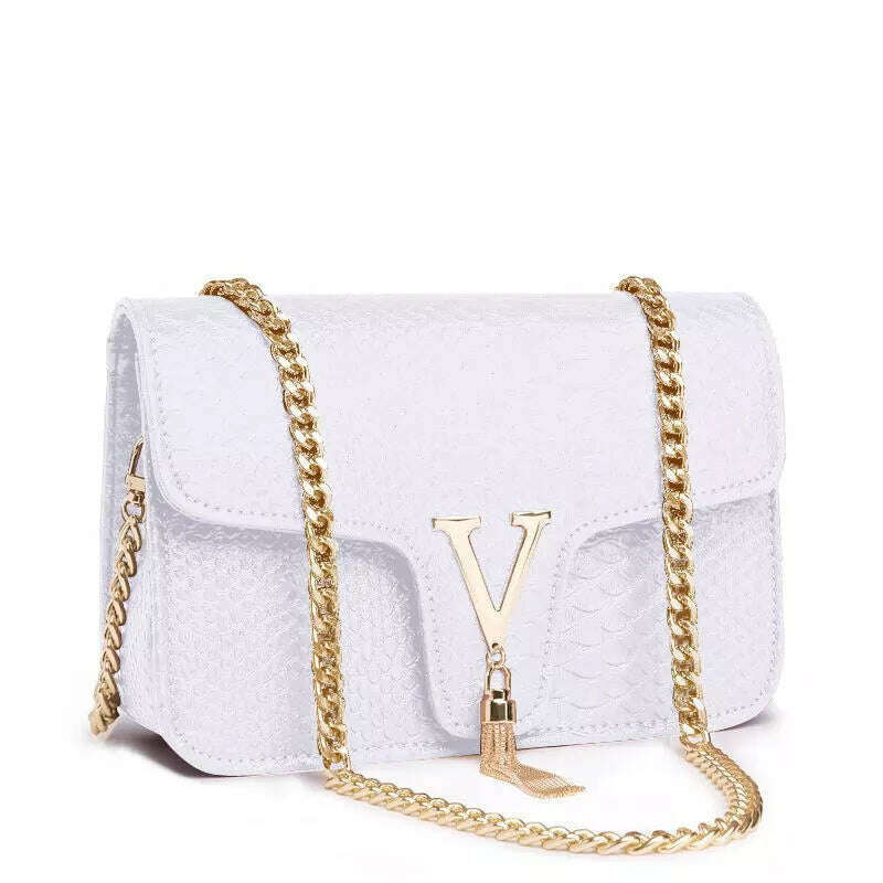 Luxury Handbags Women's Bags Brand Fashion V Chain Shoulder Crossbody Bags For Women Sac A Main Femme De Marque Luxe Cuir 2023 - KIMLUD