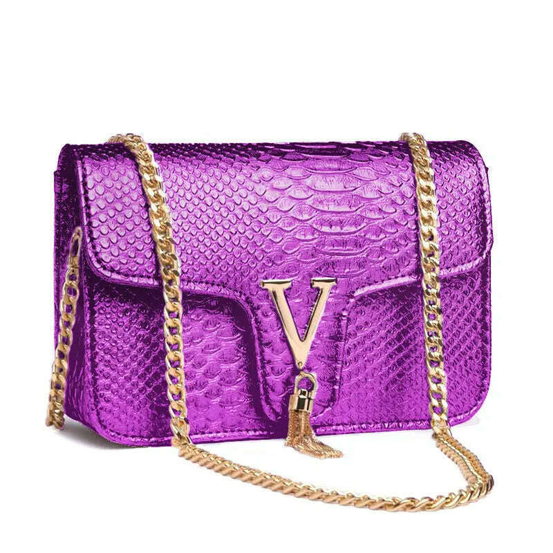 Luxury Handbags Women's Bags Brand Fashion V Chain Shoulder Crossbody Bags For Women Sac A Main Femme De Marque Luxe Cuir 2023 - KIMLUD