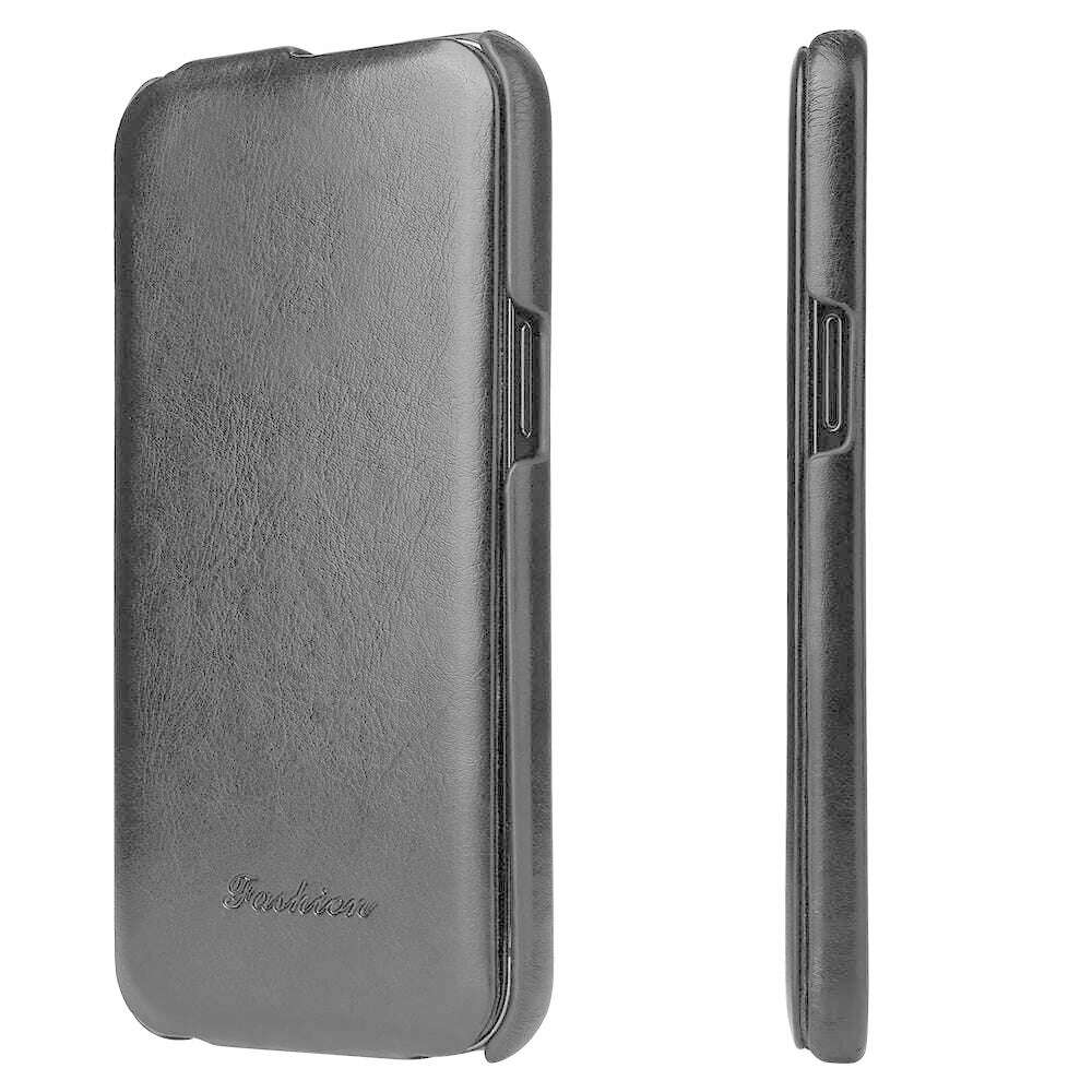 KIMLUD, Luxury R64 Genuine Leather Flip Case For iPhone 16 15 14 13 12 11 Pro Max 7 8 X XS XR XS Cover, black / For iPhone 14, KIMLUD APPAREL - Womens Clothes