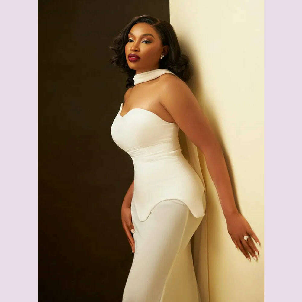 KIMLUD, Luxury Sexy Strapless Backless White Black Maxi Long Women Celebrity Dress 2024 Elegant Party Evening Club Vestido Clothing, KIMLUD Womens Clothes