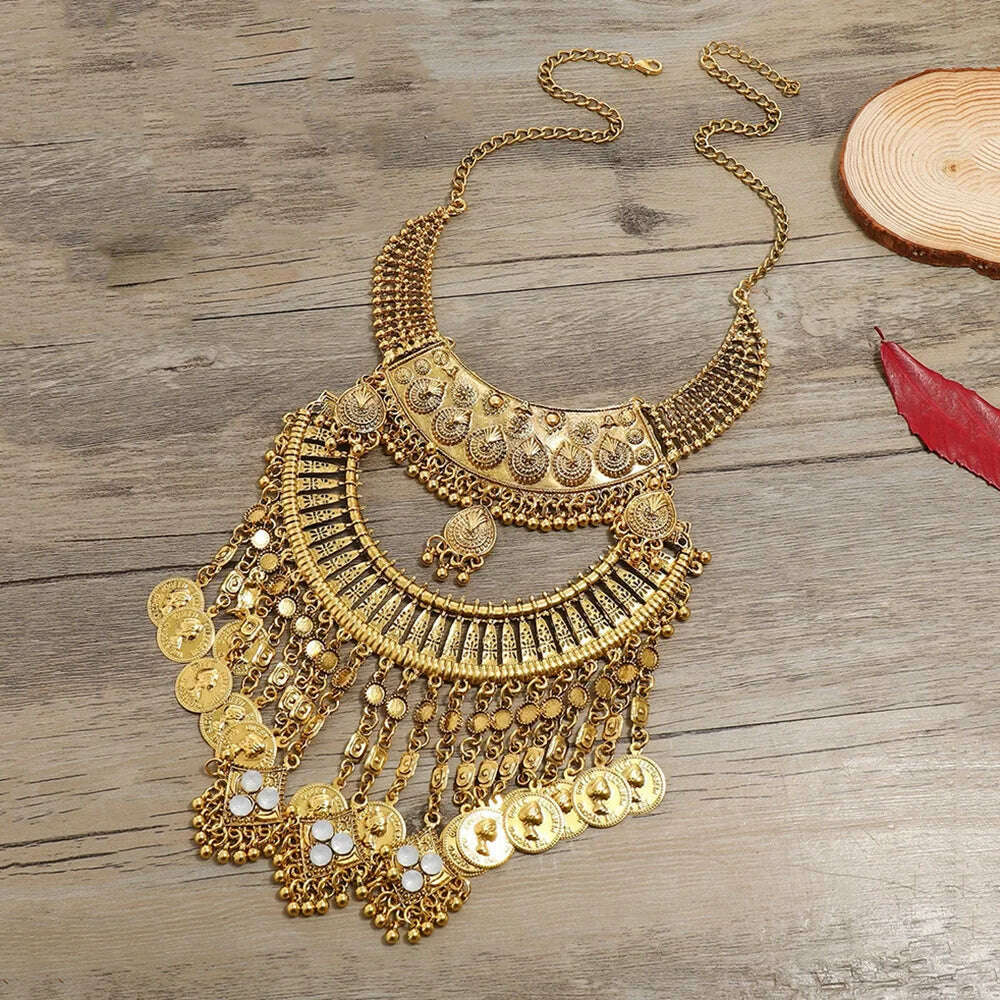 LZHLQ Women Necklace Vintage Statement Necklaces Pendants Bohemia Tassels Jewelry Accessories - KIMLUD