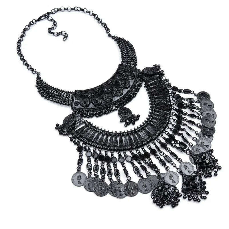 LZHLQ Women Necklace Vintage Statement Necklaces Pendants Bohemia Tassels Jewelry Accessories - KIMLUD