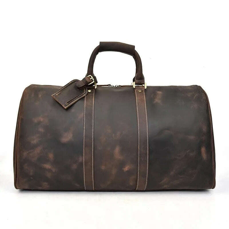 MAHEU Men Genuine Leather Travel Bag Travel Tote Big Weekend Bag Man Cowskin Duffle Bag Hand Luggage Male Handbags Large 60cm - KIMLUD