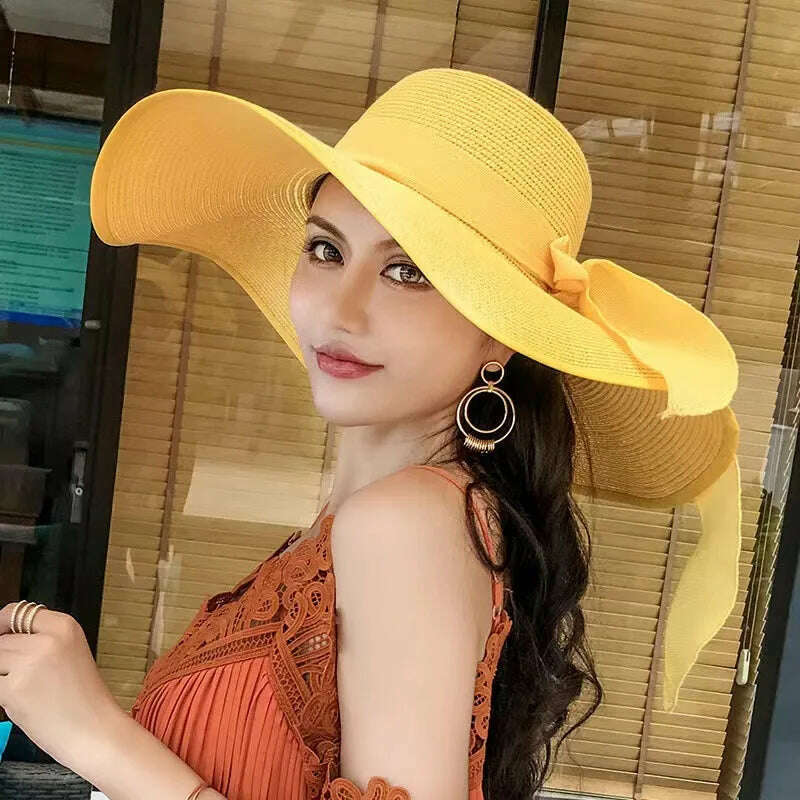 MAXSITI U Summer Straw Hats Bowknot Steamer Breathable Sun Hat Women Holiday Beach Hat Sun Protection Cap Visor Hat sombreros - KIMLUD