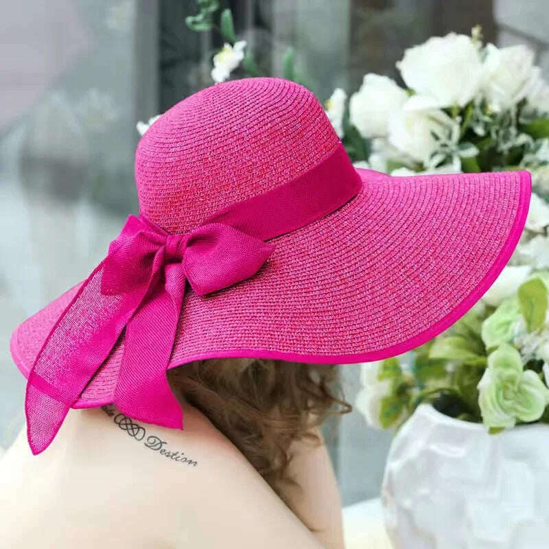 MAXSITI U Summer Straw Hats Bowknot Steamer Breathable Sun Hat Women Holiday Beach Hat Sun Protection Cap Visor Hat sombreros - KIMLUD