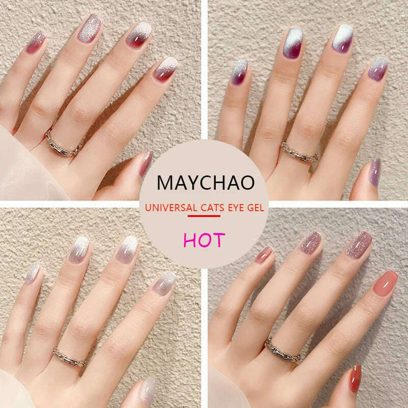 MAYCHAO 7ml Cat Eye Gel Nail Polish Shiny Magnetic Gel Semi Permanent Soak Off UV Gel Glitter Manicure For Nail Art Gel Varnish - KIMLUD