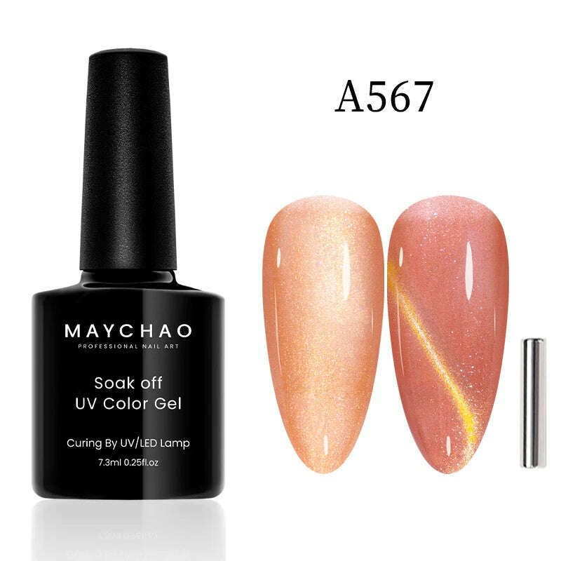 MAYCHAO 7ml Cat Eye Gel Nail Polish Shiny Magnetic Gel Semi Permanent Soak Off UV Gel Glitter Manicure For Nail Art Gel Varnish - KIMLUD