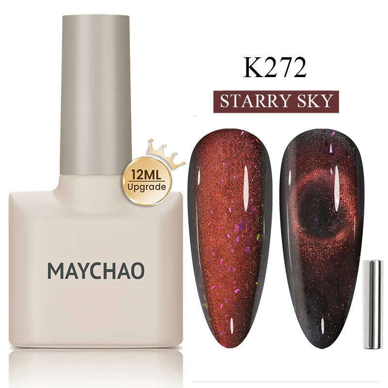 MAYCHAO 7ml Cat Eye Gel Nail Polish Shiny Magnetic Gel Semi Permanent Soak Off UV Gel Glitter Manicure For Nail Art Gel Varnish - KIMLUD