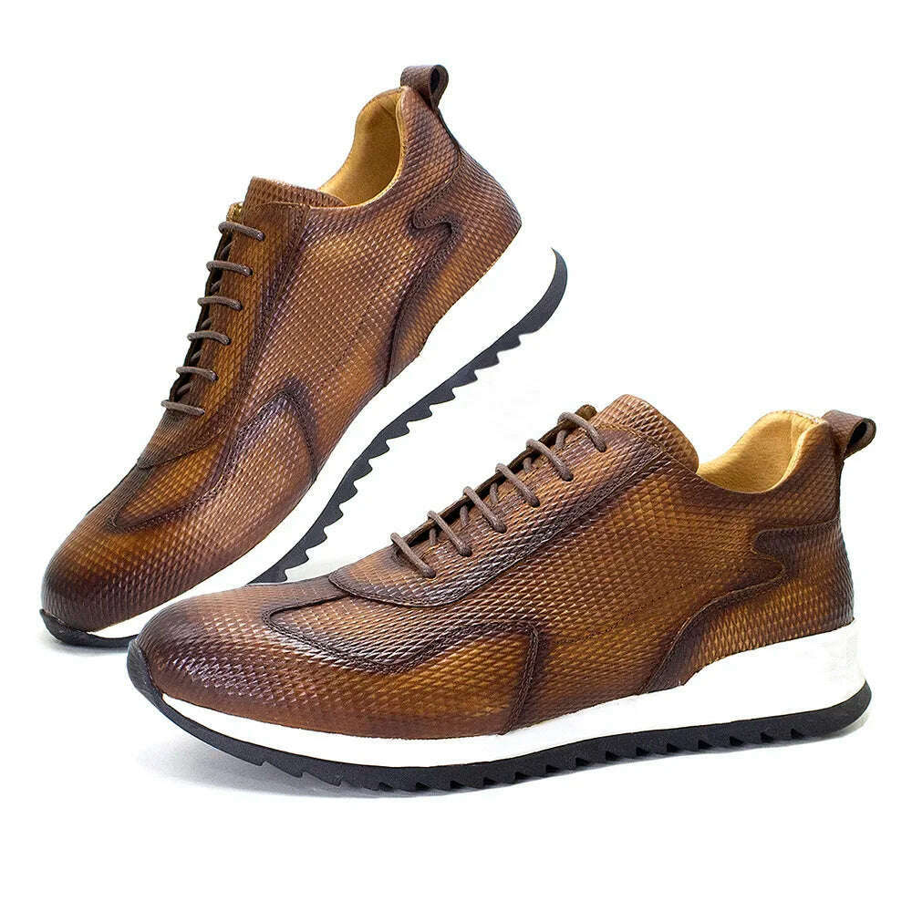 Men's Casual Shoes Genuine Leather Fashion Designer Oxford Handmade Comfortable Male Sneakers Outdoor Street Flat Shoes for Men - KIMLUD