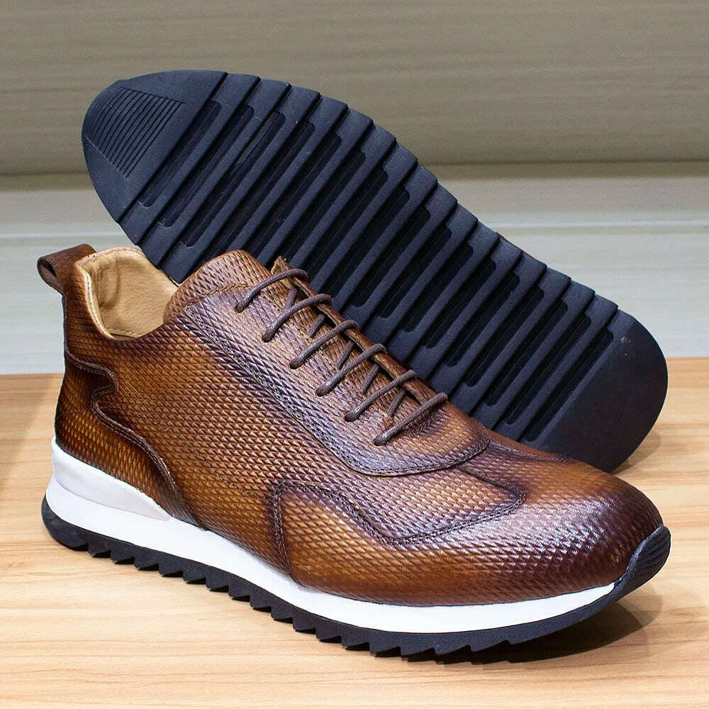 Men's Casual Shoes Genuine Leather Fashion Designer Oxford Handmade Comfortable Male Sneakers Outdoor Street Flat Shoes for Men - KIMLUD