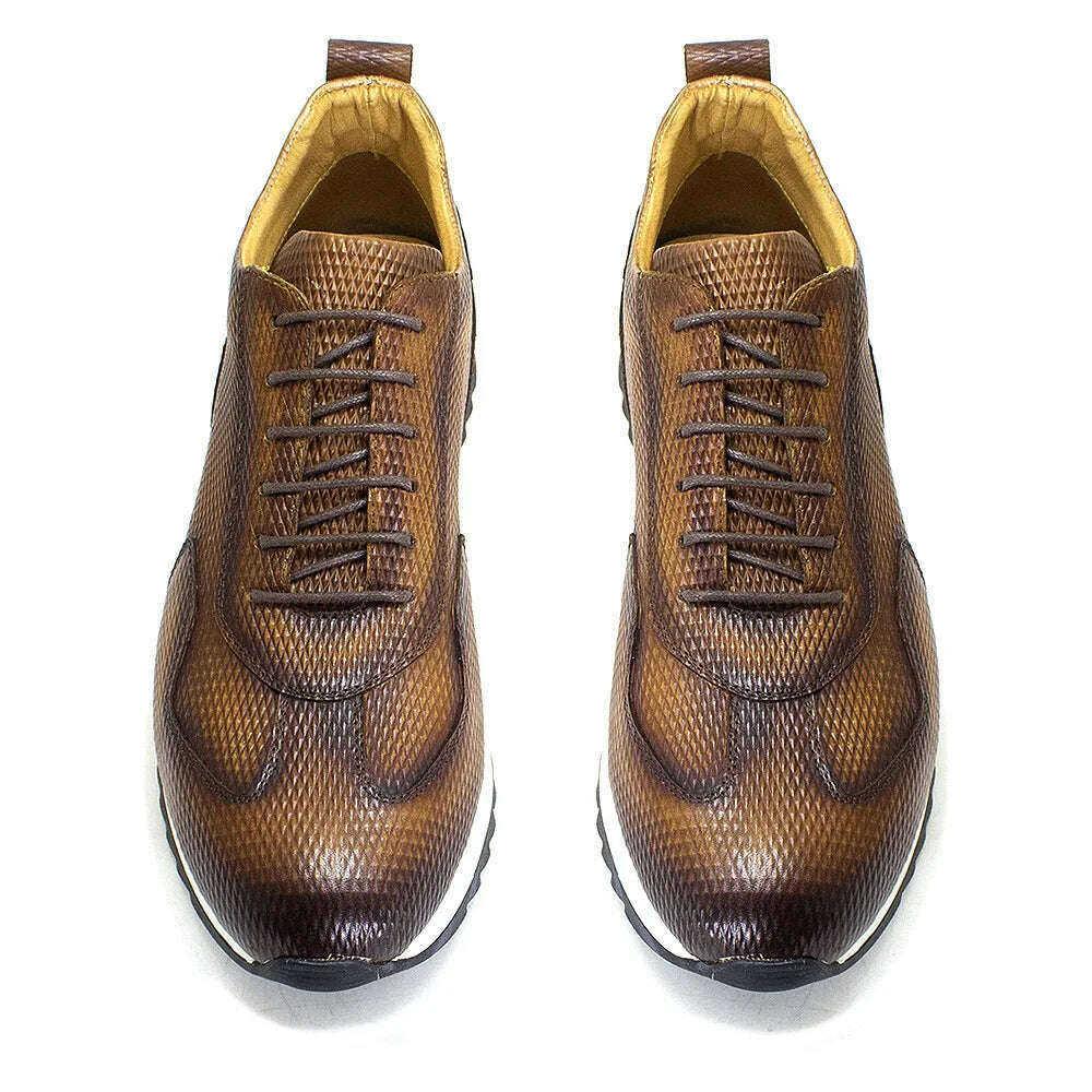 Men's Casual Shoes Genuine Leather Fashion Designer Oxford Handmade Comfortable Male Sneakers Outdoor Street Flat Shoes for Men - KIMLUD