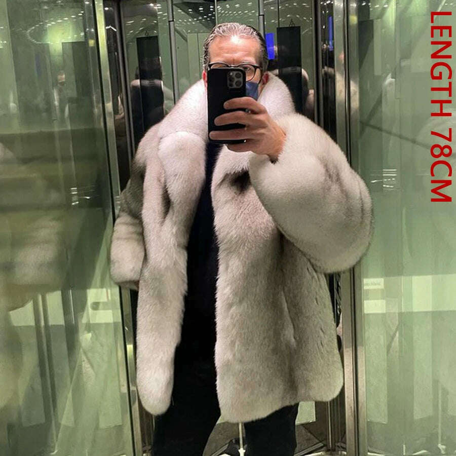 Men's Clothes Real Fox Fur Jackets For Men Large Collar Men's Winter Jacket With Natural Fur Men Fox Coat - KIMLUD