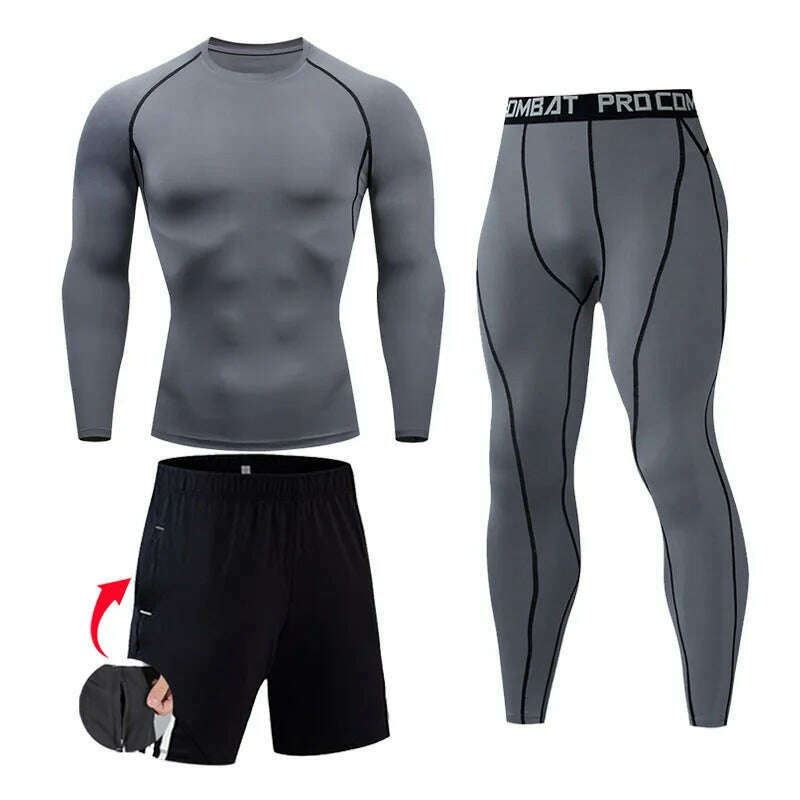 Men's Gym Clothing Short Running Man Compression tights perspiration Track suit Gym Man black T shirt Sport Pants S-XXXXL - KIMLUD