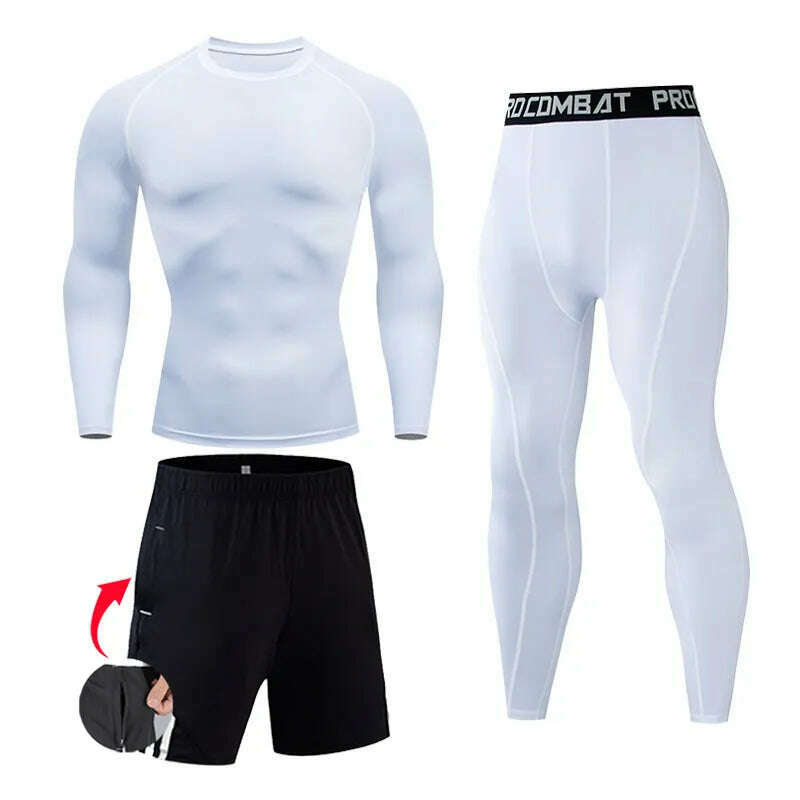 Men's Gym Clothing Short Running Man Compression tights perspiration Track suit Gym Man black T shirt Sport Pants S-XXXXL - KIMLUD
