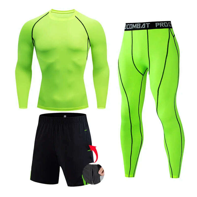Men's Gym Clothing Short Running Man Compression tights perspiration Track suit Gym Man black T shirt Sport Pants S-XXXXL - KIMLUD