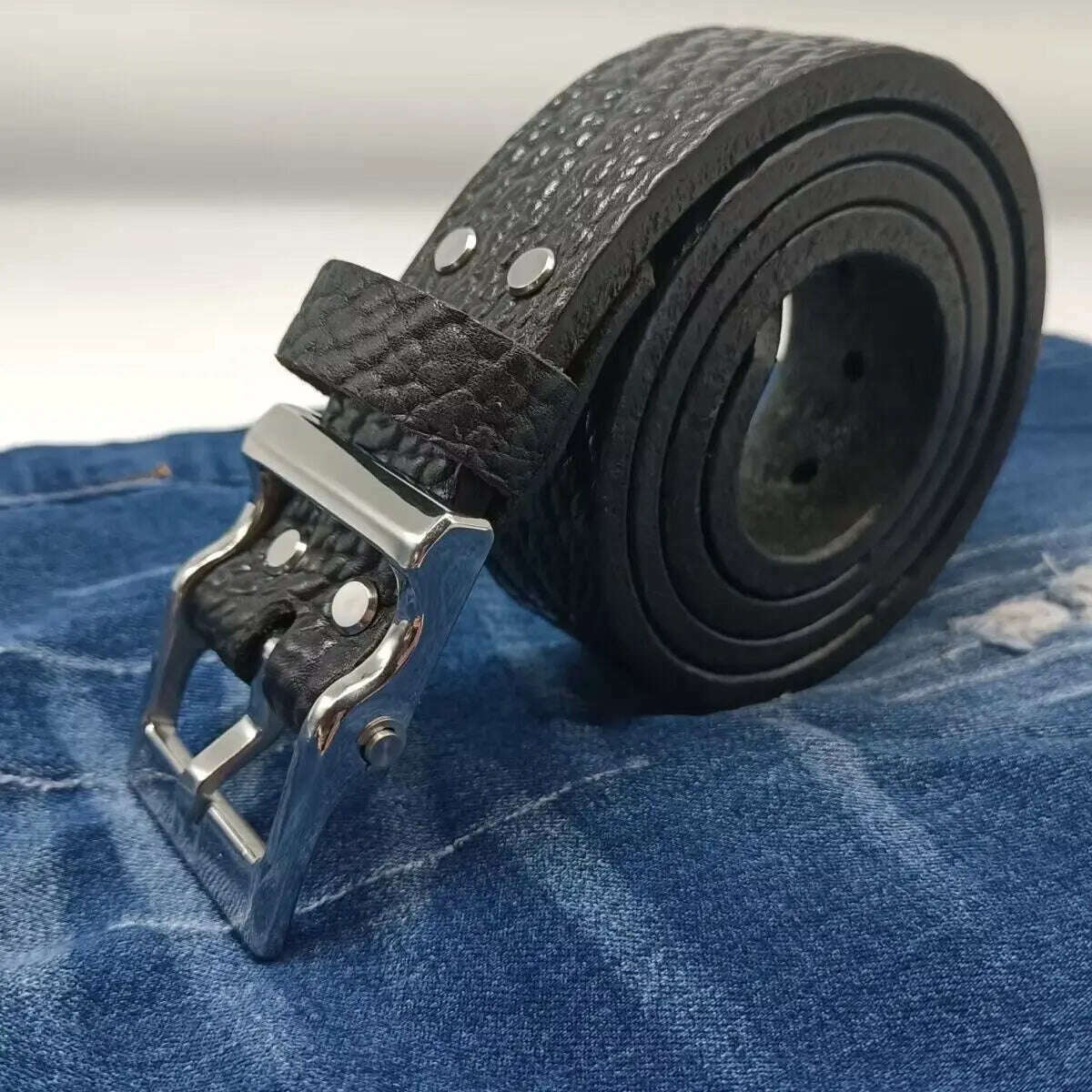 Mens Stainless Steel Buckle Cowhide Handmade Genuine Leather Thickened Belts For Men Luxury Cowboy Belt Gift Full Grain Leather - KIMLUD