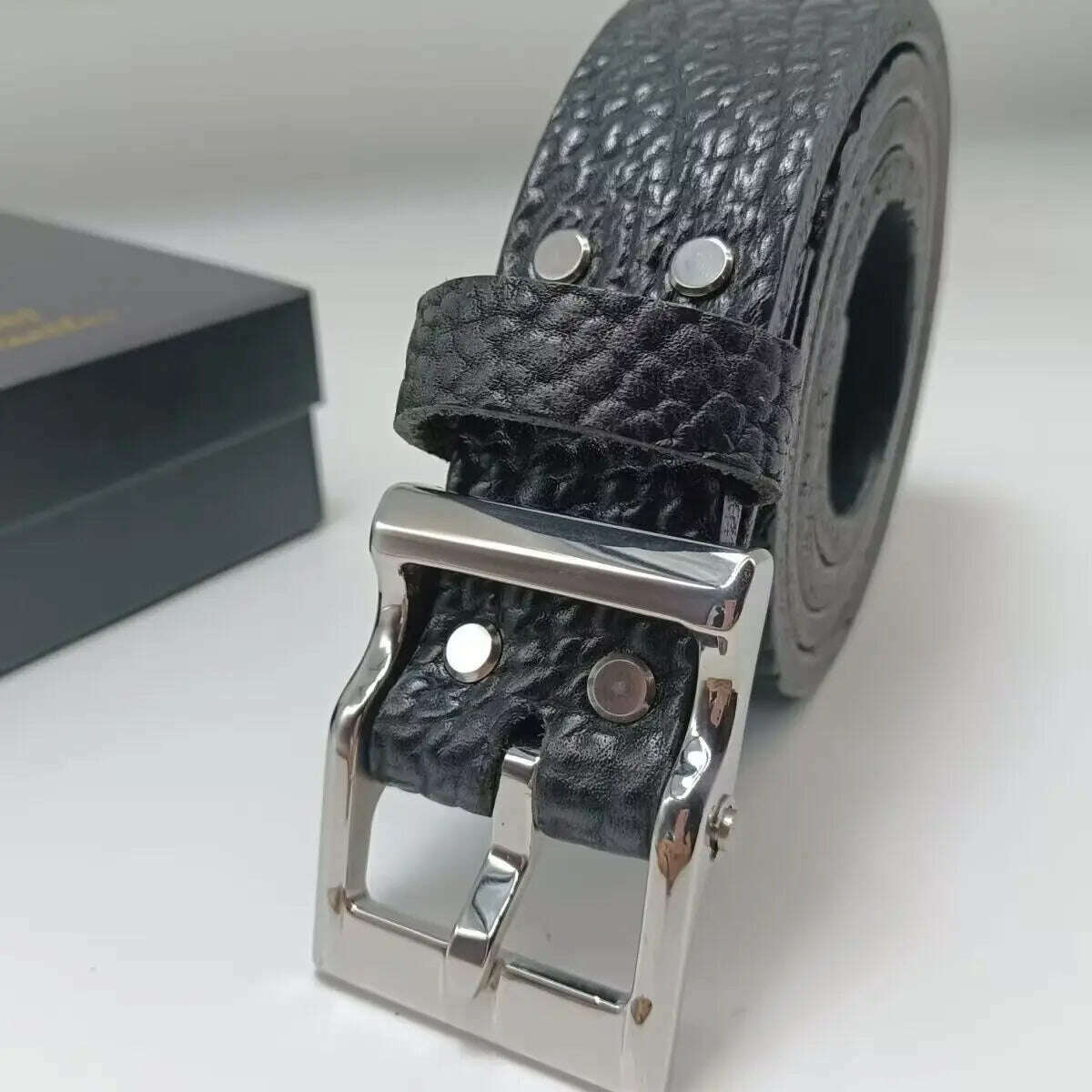 Mens Stainless Steel Buckle Cowhide Handmade Genuine Leather Thickened Belts For Men Luxury Cowboy Belt Gift Full Grain Leather - KIMLUD