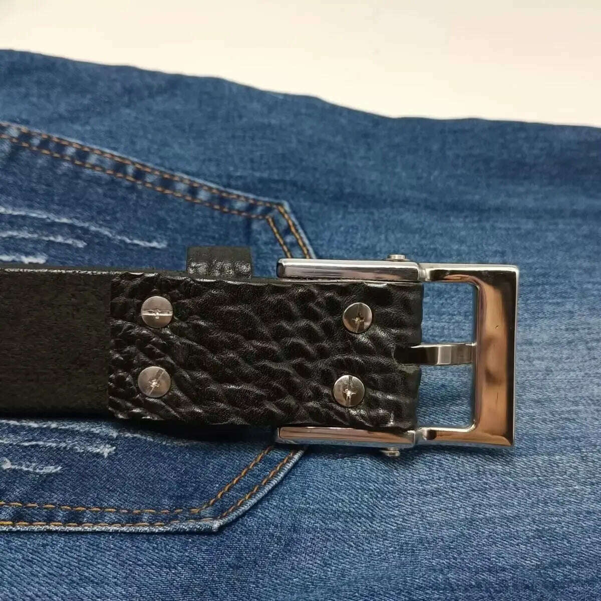 Mens Stainless Steel Buckle Cowhide Handmade Genuine Leather Thickened Belts For Men Luxury Cowboy Belt Gift Full Grain Leather - KIMLUD