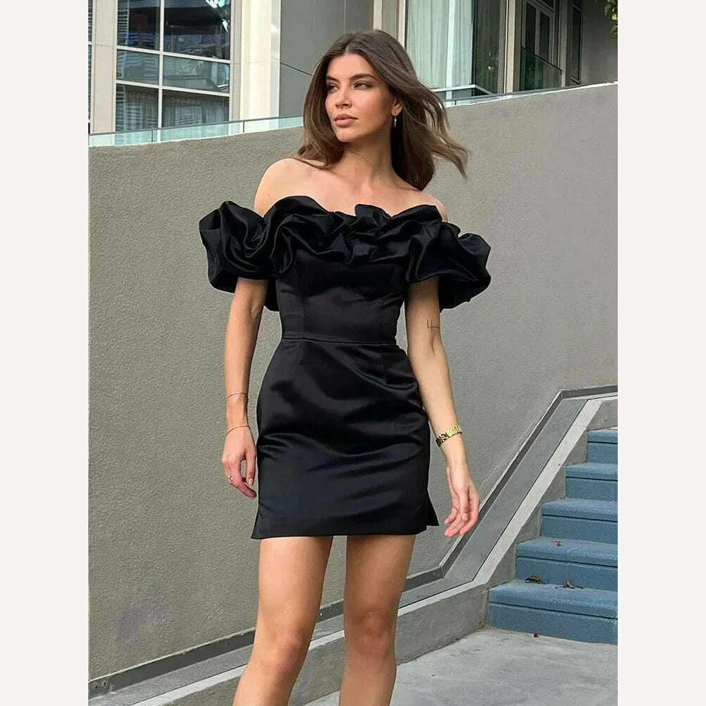 Mingmingxi Summer White Ruffle Bodycon Party Dress Elegant Off The Shoulder Wedding Guest Dress Mini Celebrity Even Dress Short - KIMLUD