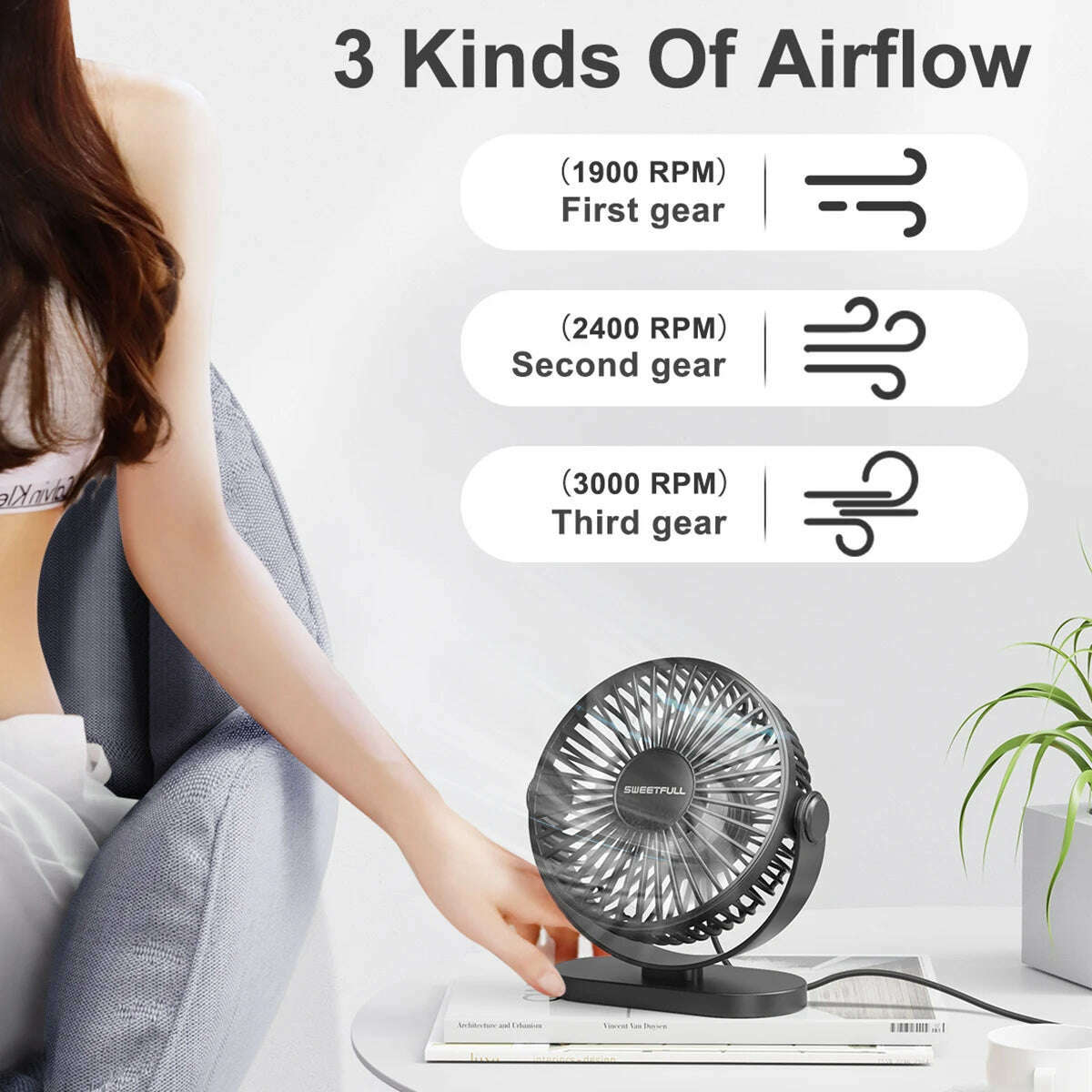 KIMLUD, Mini USB Desktop Fan Portable Hook up Fan Desktop Office USB Quiet Cooling Fans Three Speed Adjustment Suitable For Home Office, KIMLUD Womens Clothes