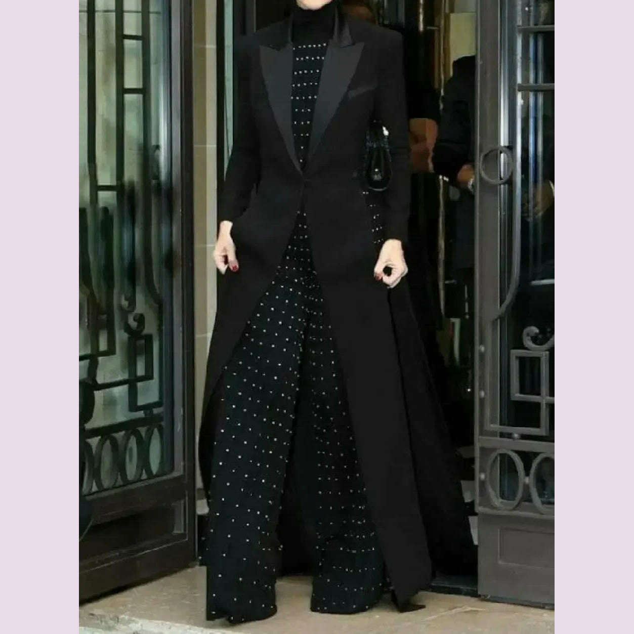 Missuoo Notched Collar Long Sleeves Slim Fit Long Coat for Urban Women Autumn Fashion Black Split-side Blazer Outerwears - KIMLUD